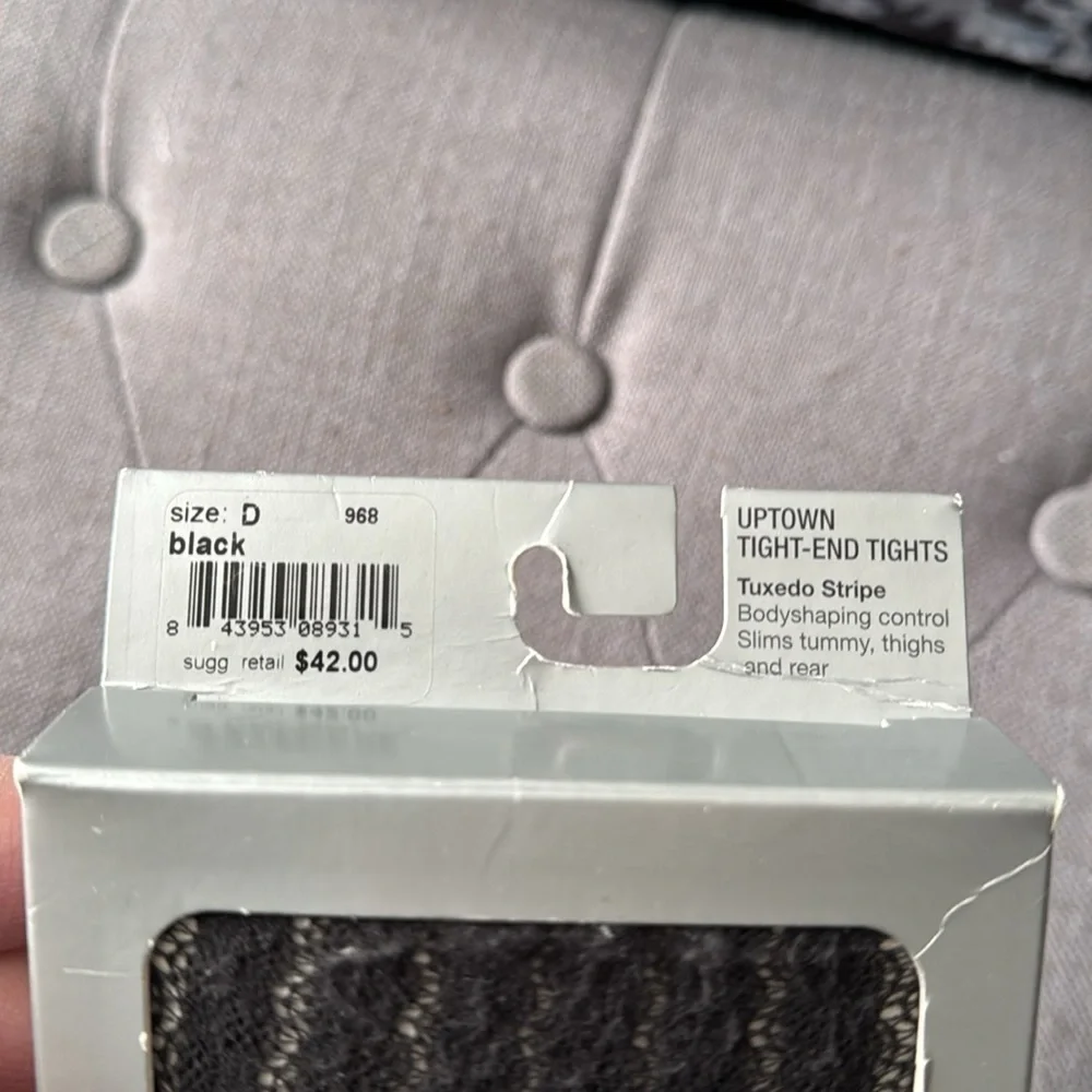 New with tags Spanx uptown tights size D Black Tuxedo stripe